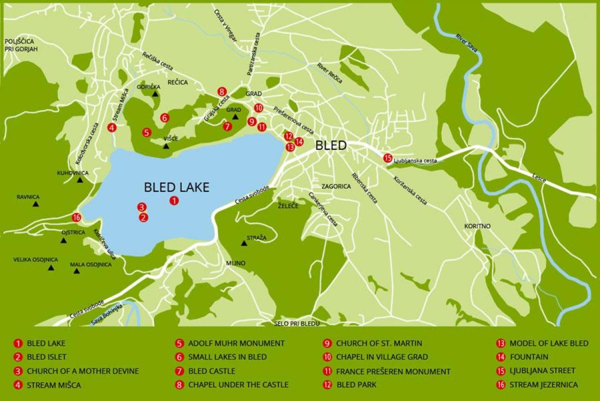 térkép Szlovénia mutatja, a bledi-tó