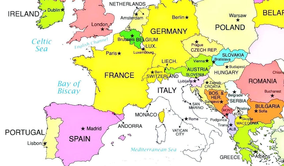 európa térképe mutatja, hogy Szlovénia