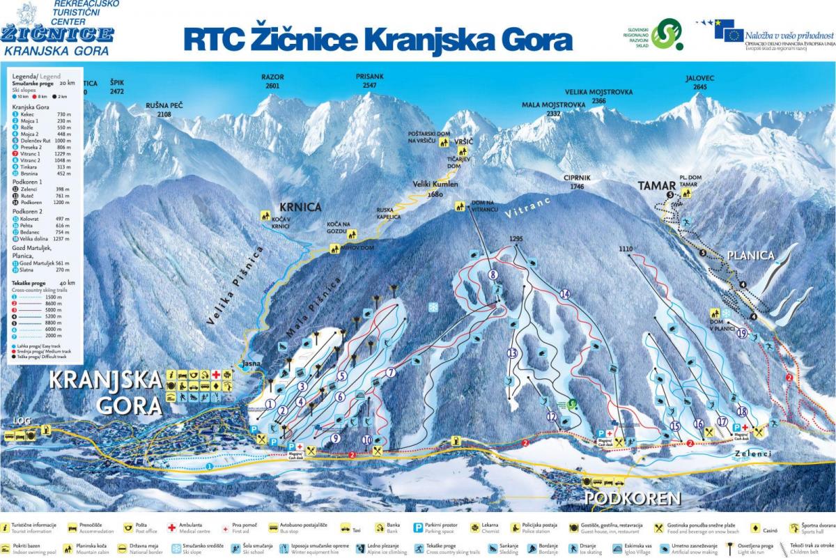 Térkép a Szlovén síközpont
